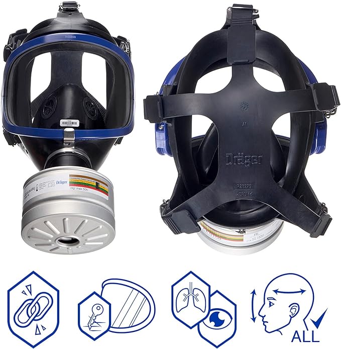 Máscara de gas facial completa con filtro A2B2E2K2 HG P3 R D de rosca Rd40