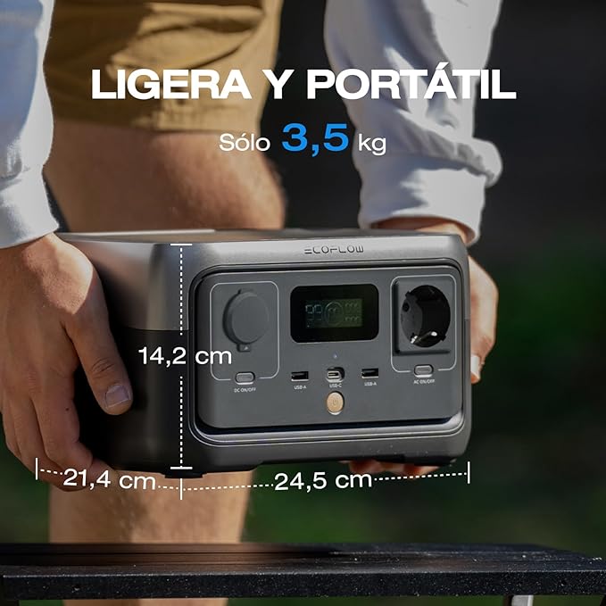 Estación de Energía Portátil EF ECOFLOW RIVER 2 MAX | Batería LiFeP04 512 Wh con Carga Rápida y Potencia de 1000W - Ideal para Acampadas y Caravanas