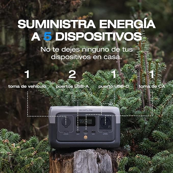 Estación de Energía Portátil EF ECOFLOW RIVER 2 MAX | Batería LiFeP04 512 Wh con Carga Rápida y Potencia de 1000W - Ideal para Acampadas y Caravanas