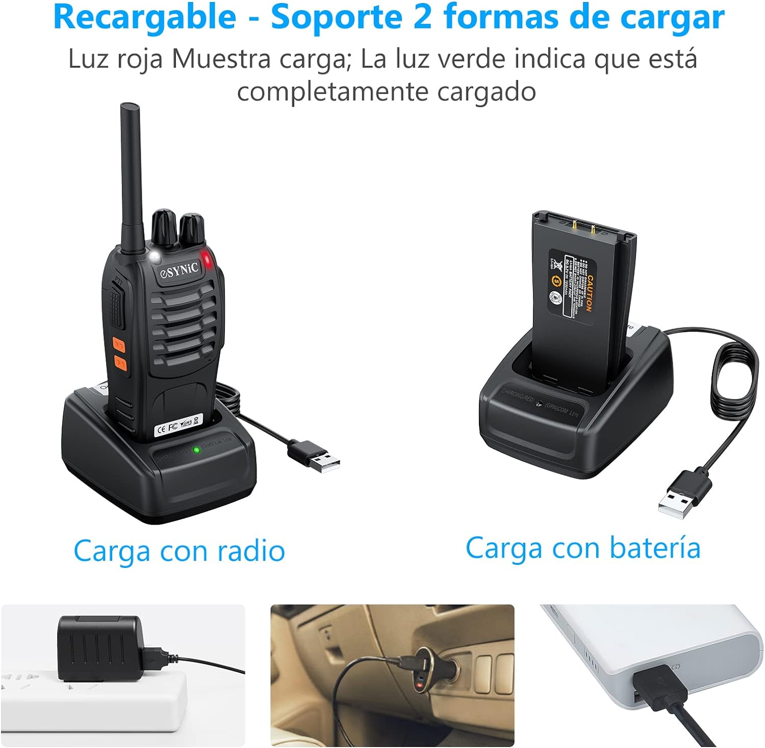 eSynic Walkie Talkies Profesionales | Pack de 2PCS con Largo Alcance para Emergencias y Comunicación Segura - Compactos y Duraderos