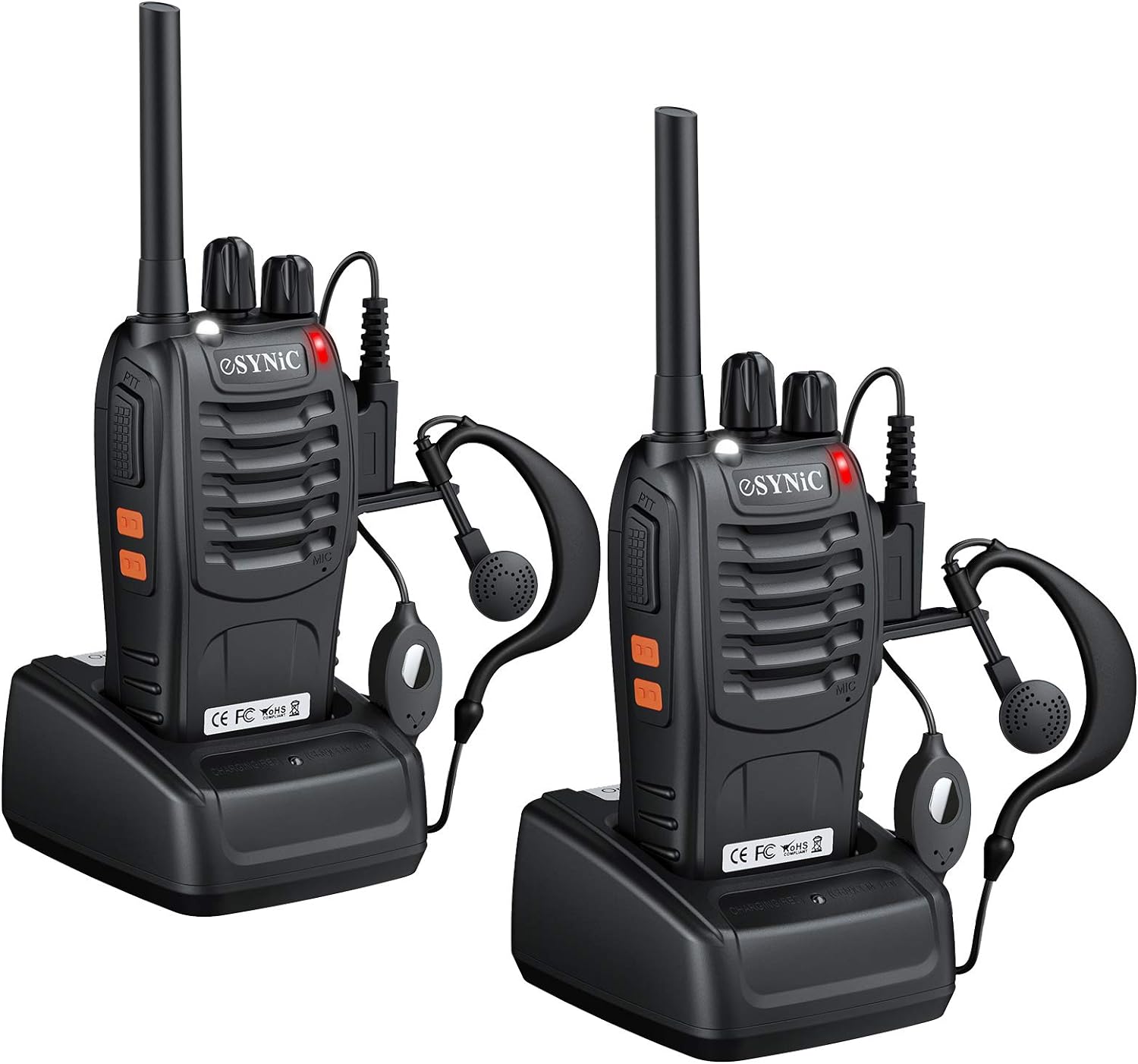 eSynic Walkie Talkies Profesionales | Pack de 2PCS con Largo Alcance para Emergencias y Comunicación Segura - Compactos y Duraderos