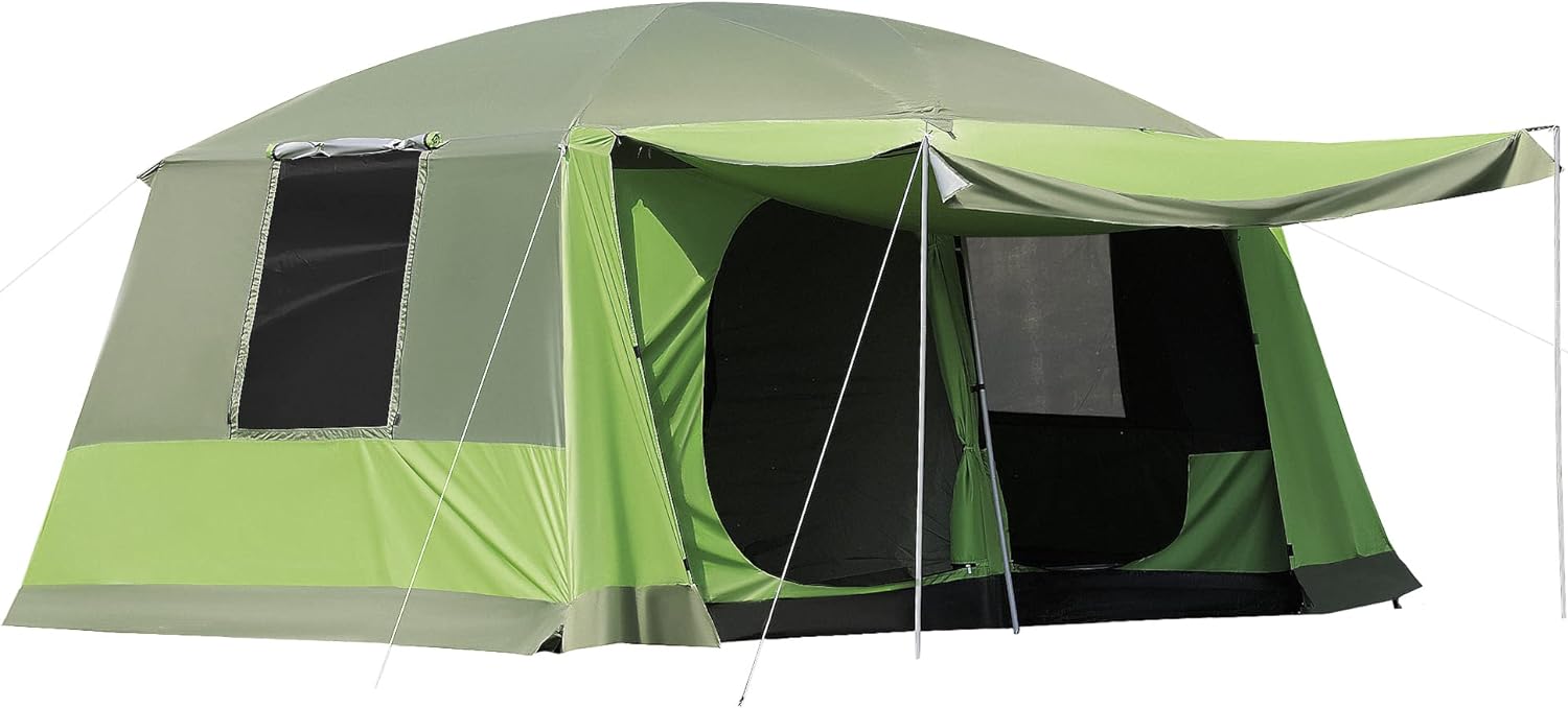 Outsunny Tienda de Campaña Familiar para 4-8 Personas | Impermeable, Anti-UV y Espaciosa | 405x305x225 cm - Perfecta para Camping y Acampada con Mosquitera y Bolsa de Transporte