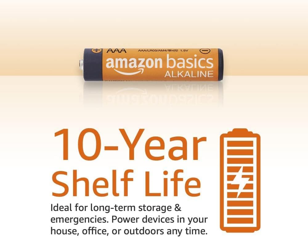 Amazon Basics - 100 Pilas Alcalinas AAA de 1,5V: Energía Duradera y Confiable para Todos tus Dispositivos