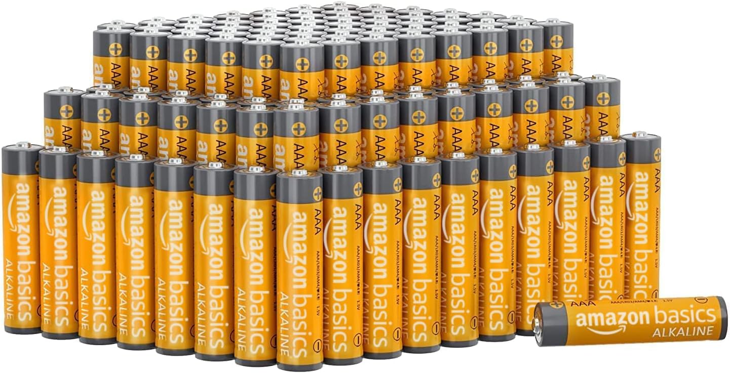 Amazon Basics - 100 Pilas Alcalinas AAA de 1,5V: Energía Duradera y Confiable para Todos tus Dispositivos