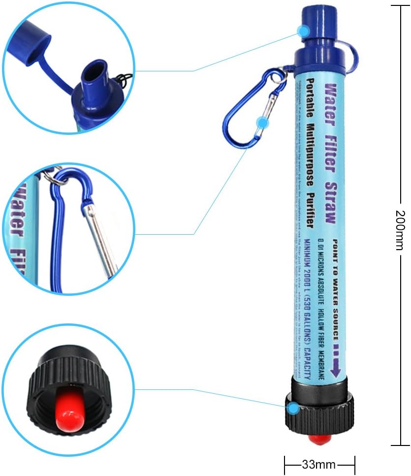 DeFe Filtro de Agua 2000L: Purificador Portátil de Alta Eficiencia para Excursionismo y Emergencias