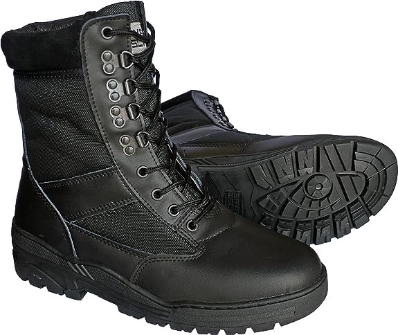 Savage Island Botas Negras de Piel Tipo Militar | Durabilidad y Confort para Uso Táctico y Trabajo Diario
