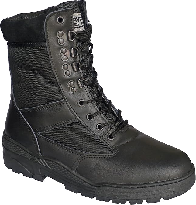 Savage Island Botas Negras de Piel Tipo Militar | Durabilidad y Confort para Uso Táctico y Trabajo Diario