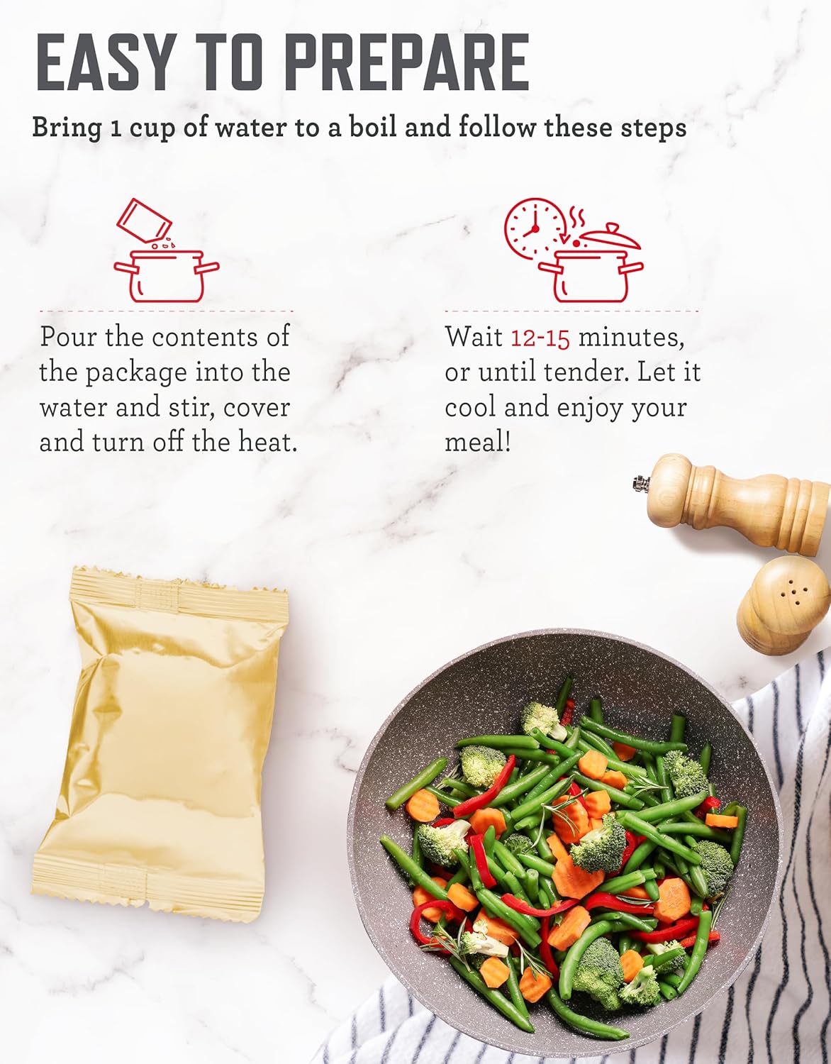 READYWISE Verduras Liofilizadas - 72 Porciones en Kit de 3 Cajas | Alimentos MRE para Emergencias, Huracanes, y Senderismo