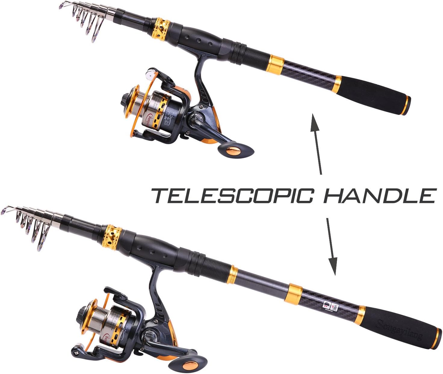 Sougayilang Combo de Caña de Pescar Telescópica: Kit Completo con Carrete y Accesorios