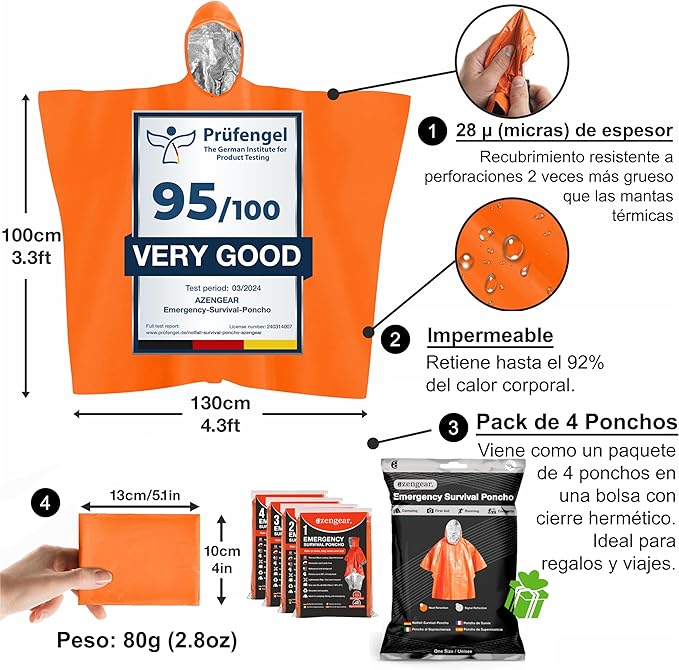 Poncho de Supervivencia / Manta Térmica de Emergencia – Protección Compacta y Ligera