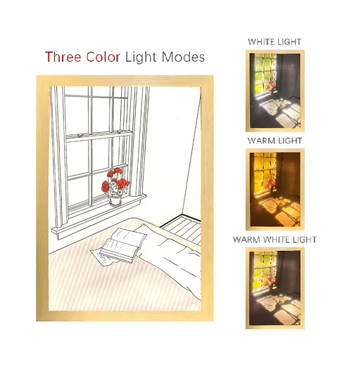Blossom Your Space: Red Roses Vase LED Drawing for Walls and Desks - Illuminate Your Decor with Window Views!