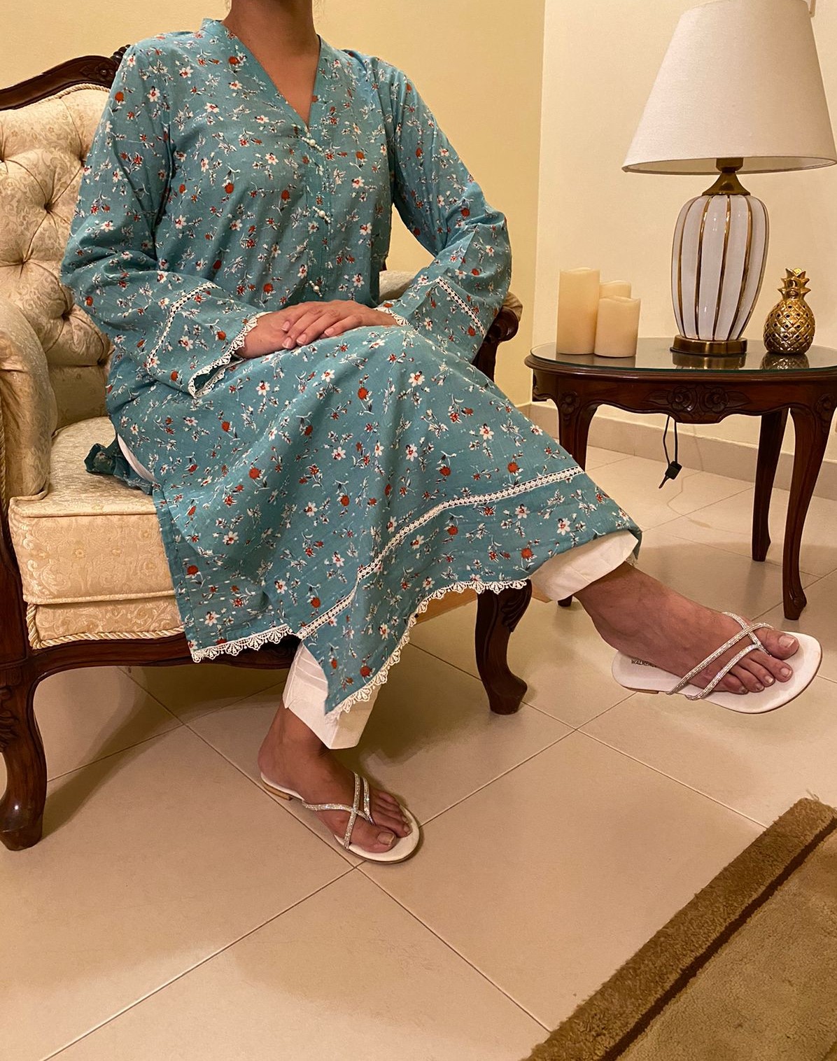 Green printed lawn shirt 1 pc WS-8A