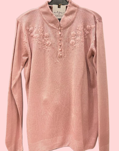Pink Embroidered Sweater