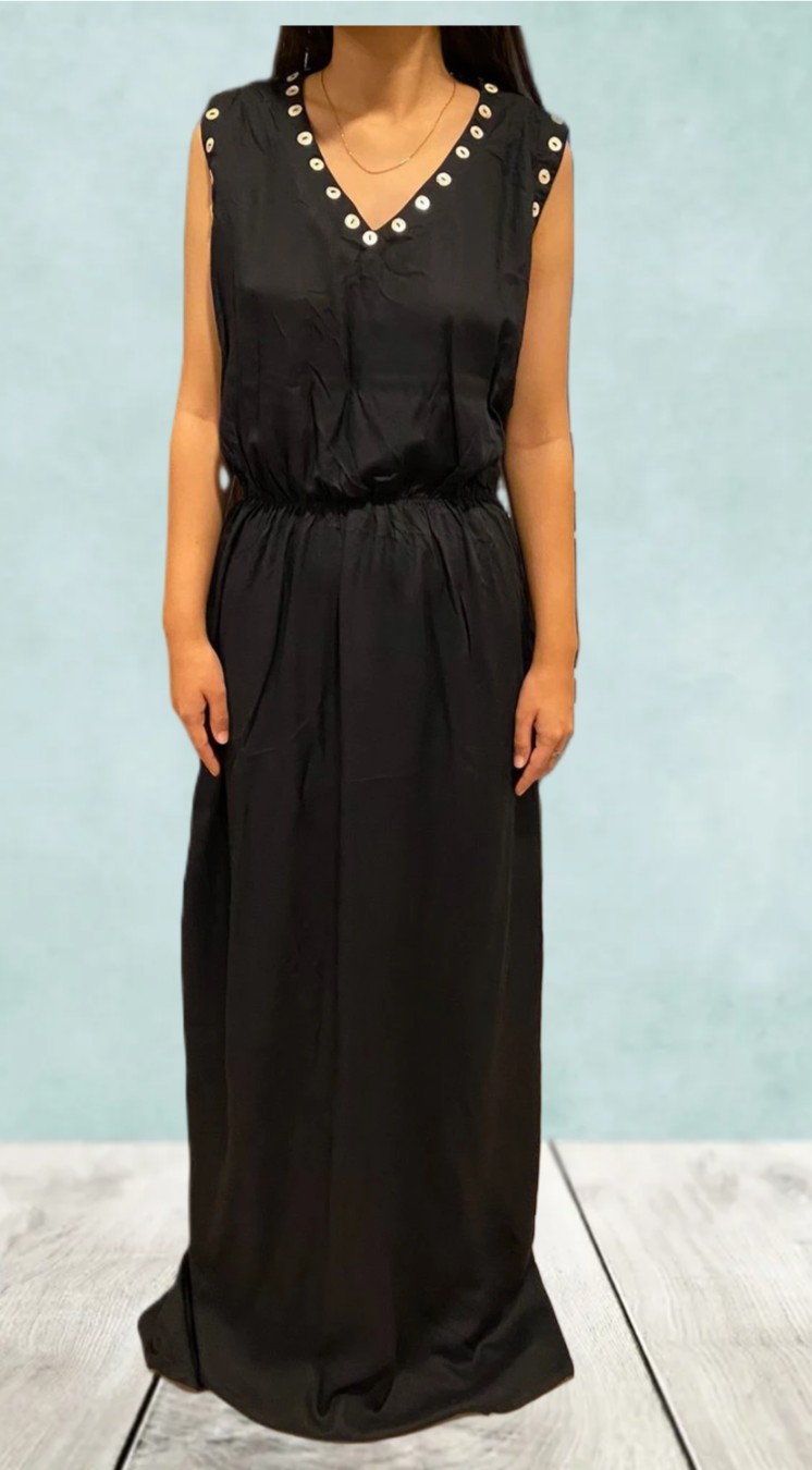 Black Sleeveless Maxi Dress WDS-1