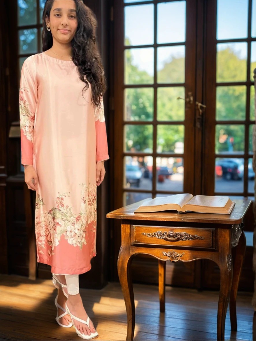 Pink Silk floral shirt 1pc WS-2