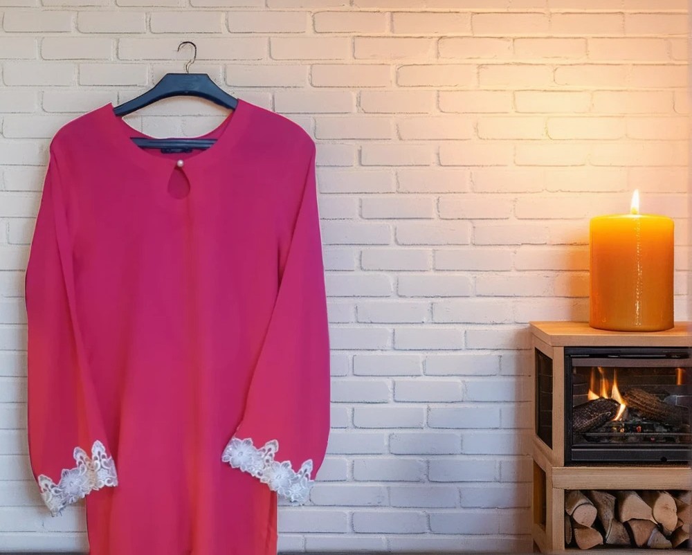 Pink  2 pcs Farshi shalwar suit with Lace Trim