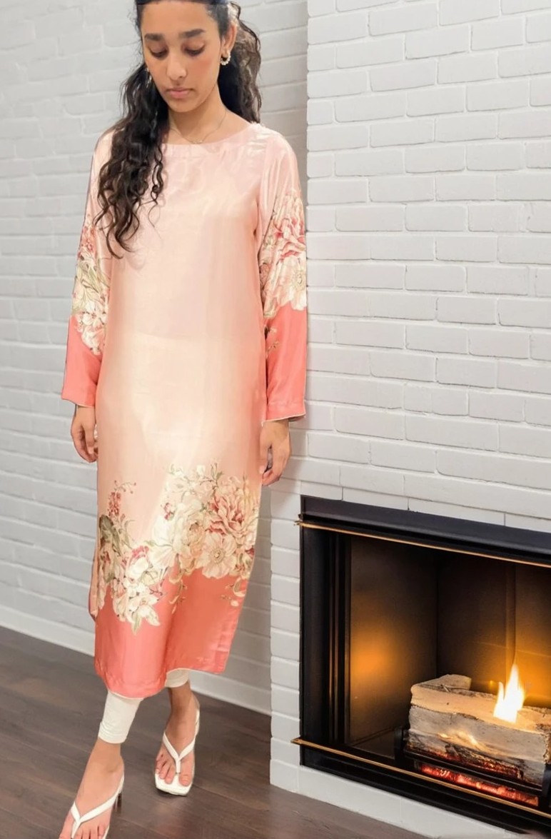 Pink Silk floral shirt 1pc WS-2