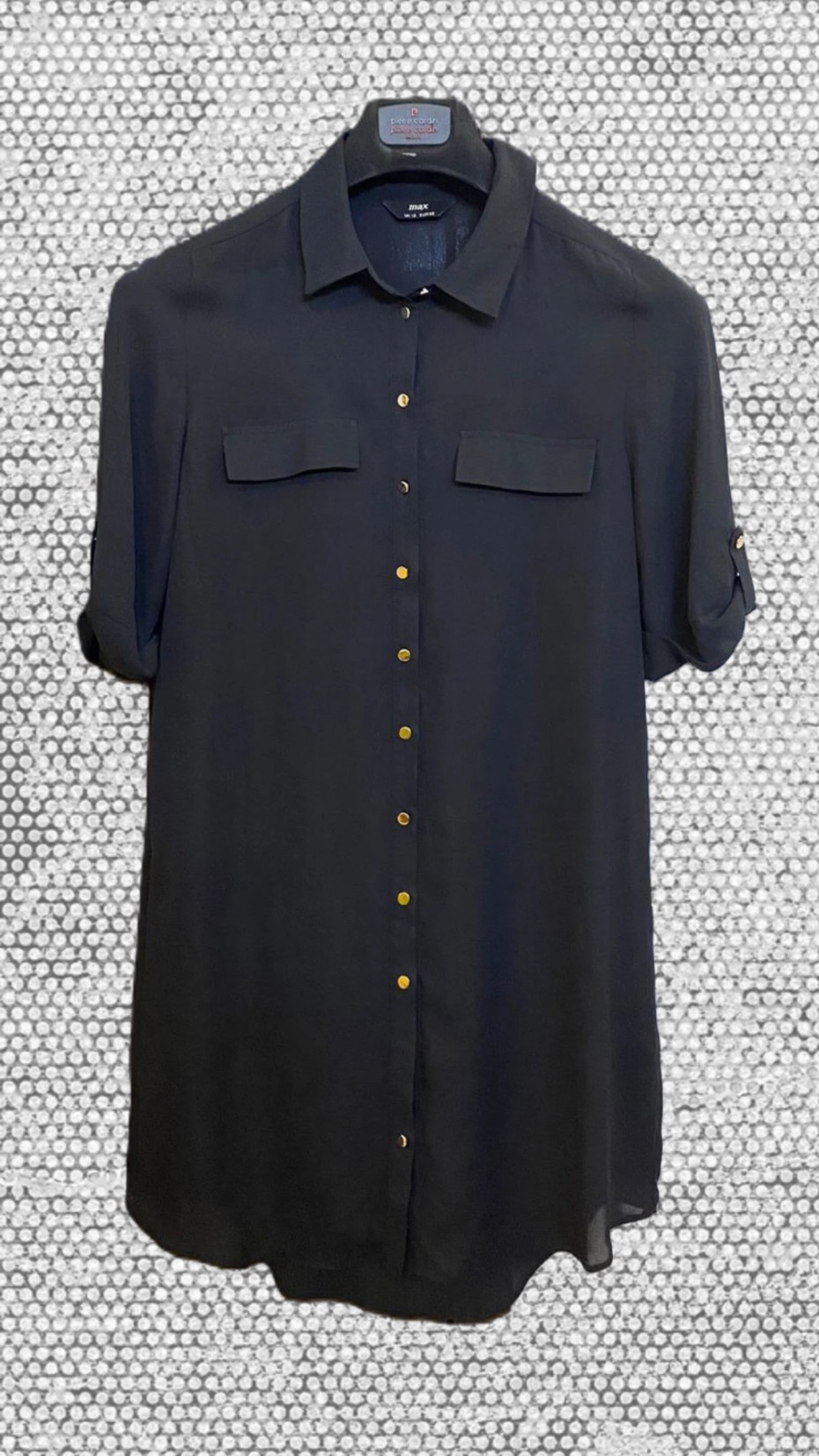 Tunic, Button-Down, BLACK