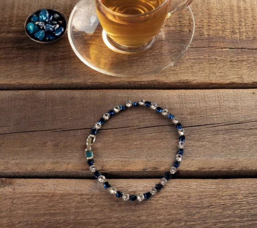 Blue silver zirquon bracelet BR-14