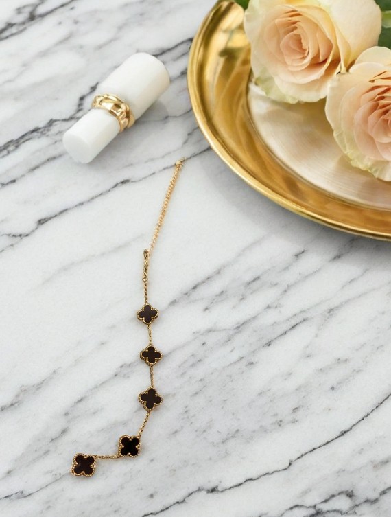 Clover black chain bracelet BR-16