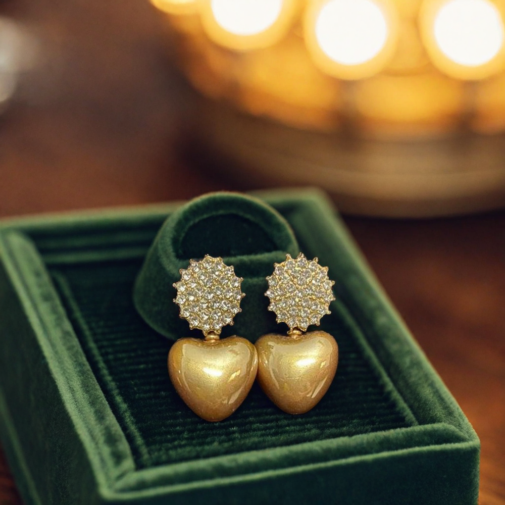 Golden heart earring ER-31