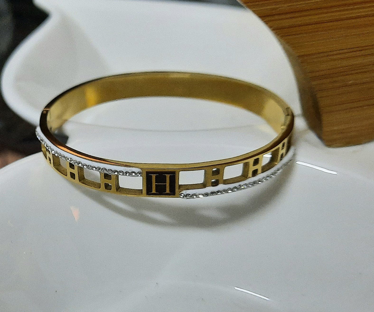 Gold and Silver Accent H Bracelet BR-33