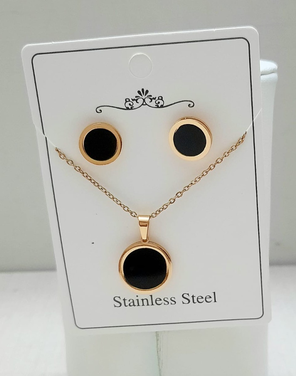 Gold and Black Stainless Steel Jewelry Set NL-25