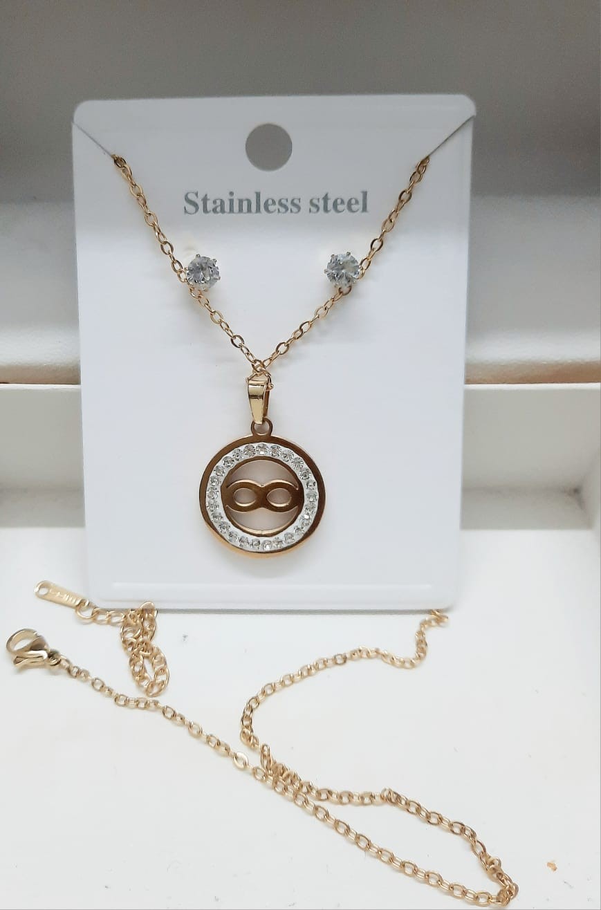Stainless Steel Infinity Necklace and Earrings Set NL-34