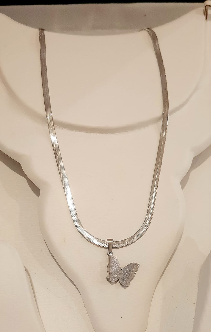 Silver Butterfly Pendant Necklace NL-51