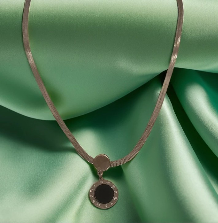 Silver Necklace with Black Pendant NL-79