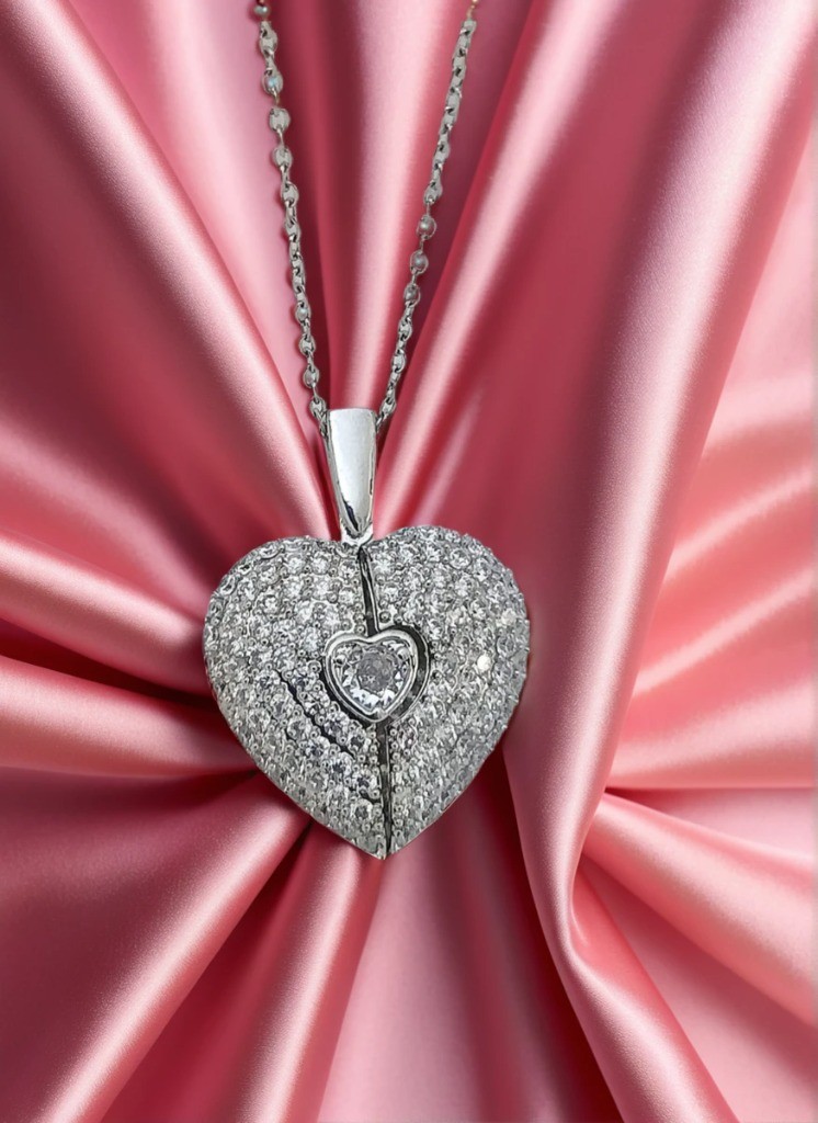 Sparkling Heart Pendant Necklace NL-90