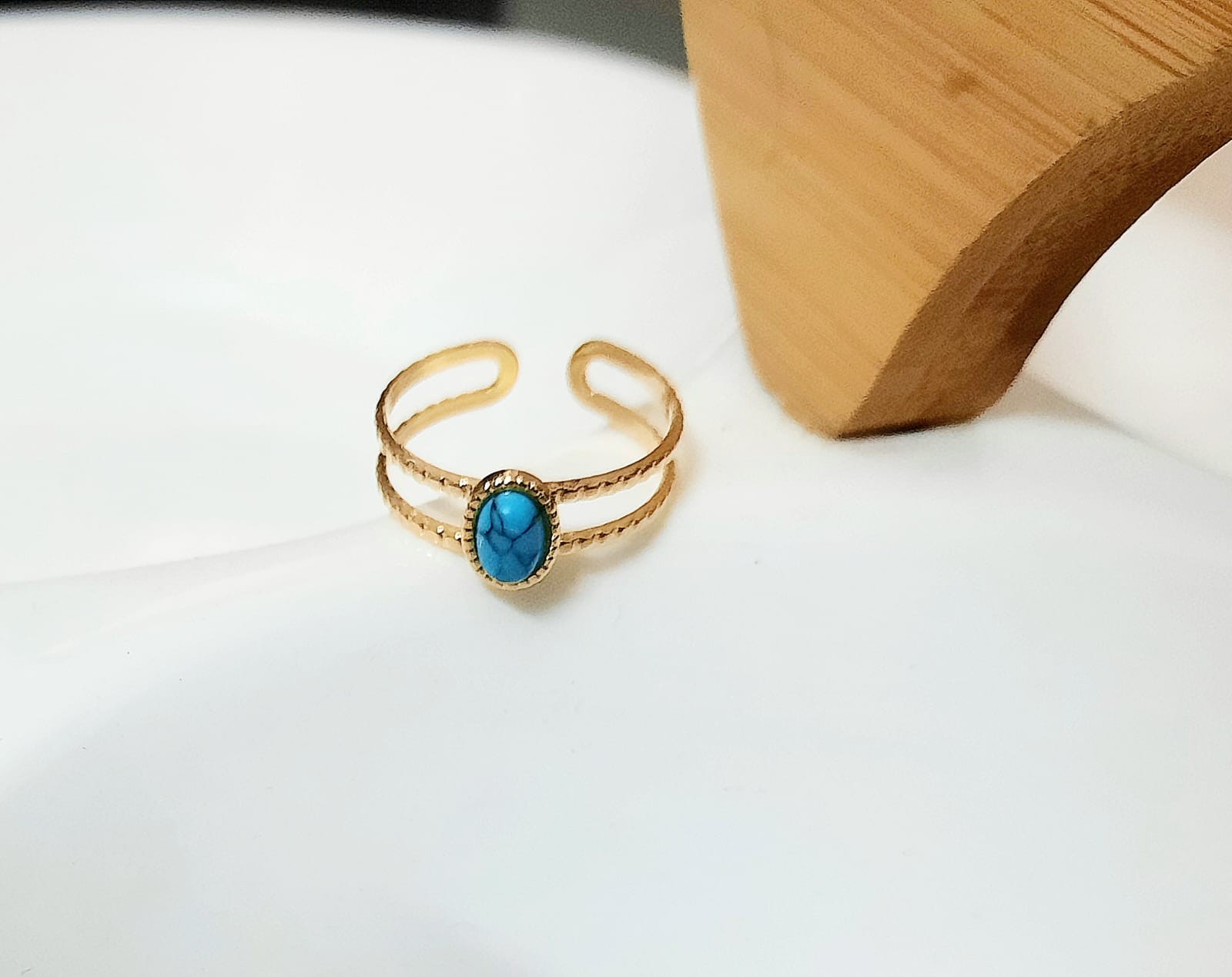 Gold-plated turquoise ring RNG-21