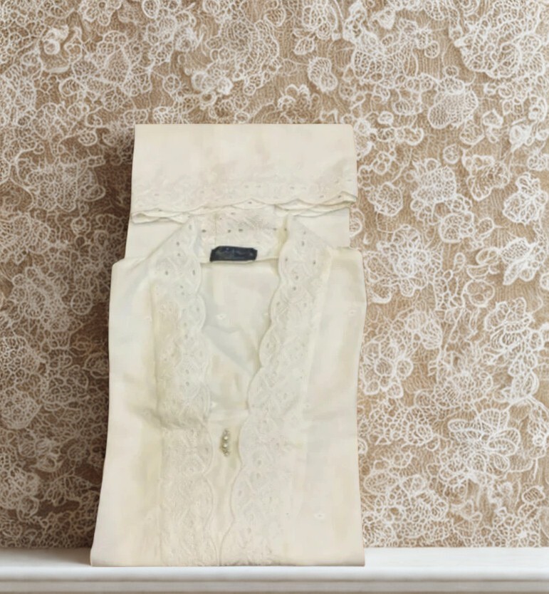 Off  white Shirt with Lace work 1 pc WS-12