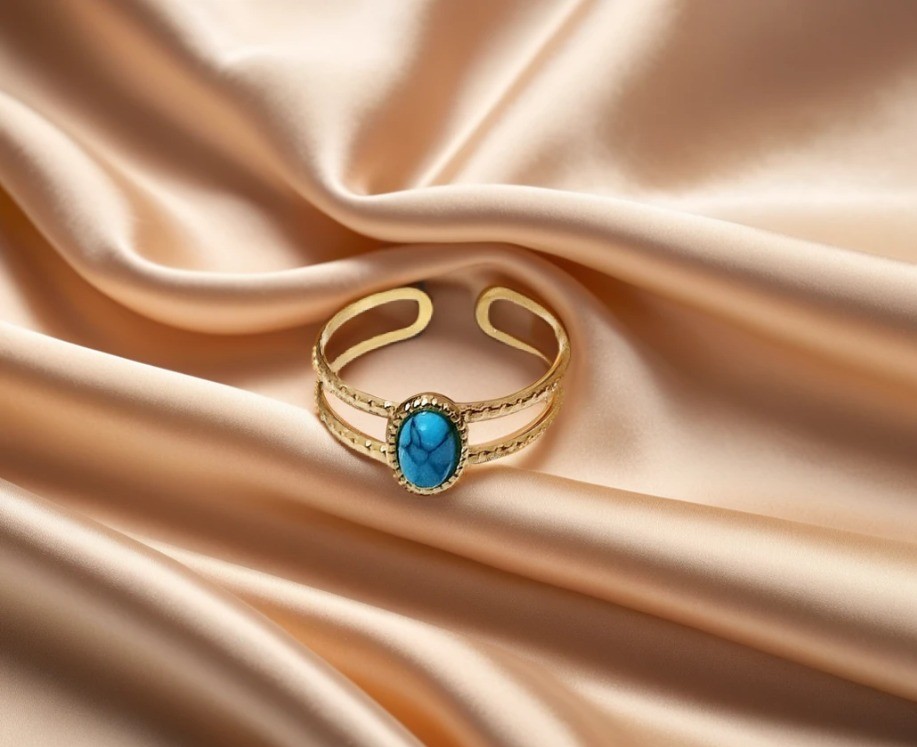 Gold-plated turquoise ring RNG-21