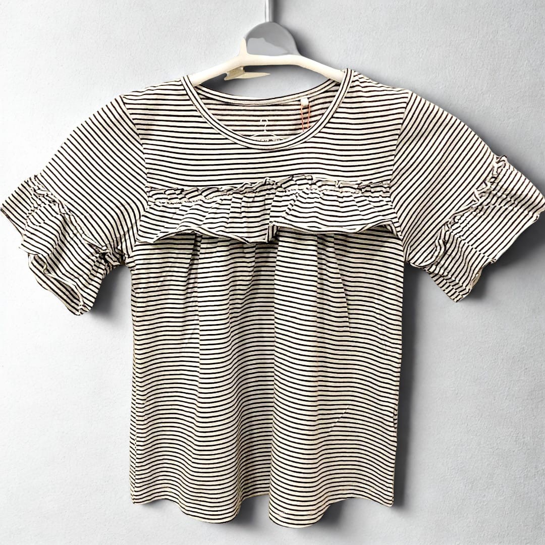 Striped Ruffle Sleeve Blouse GT-12