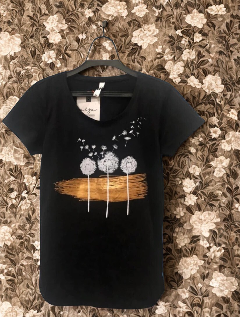 Black Floral Graphic T-Shirt WTS-8