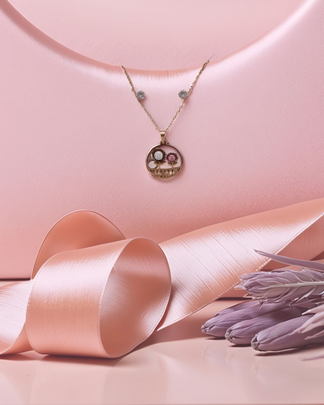 Floral Pendant Necklace and Earring Set NL-32