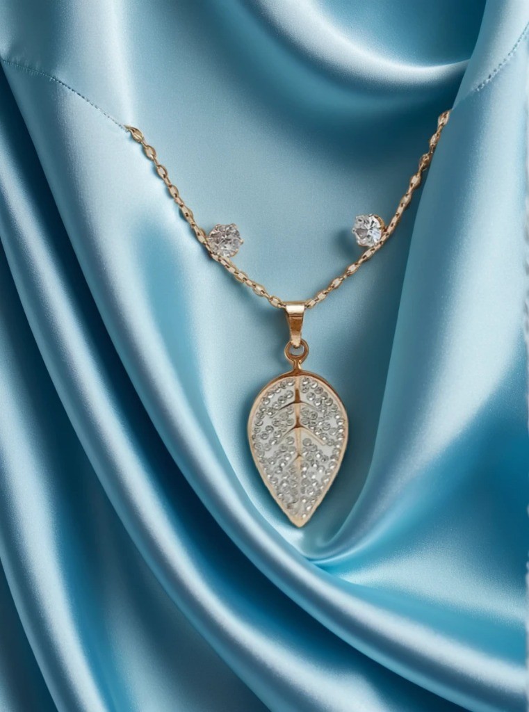 Leaf Pendant Necklace and Stud Earring Set NL-26