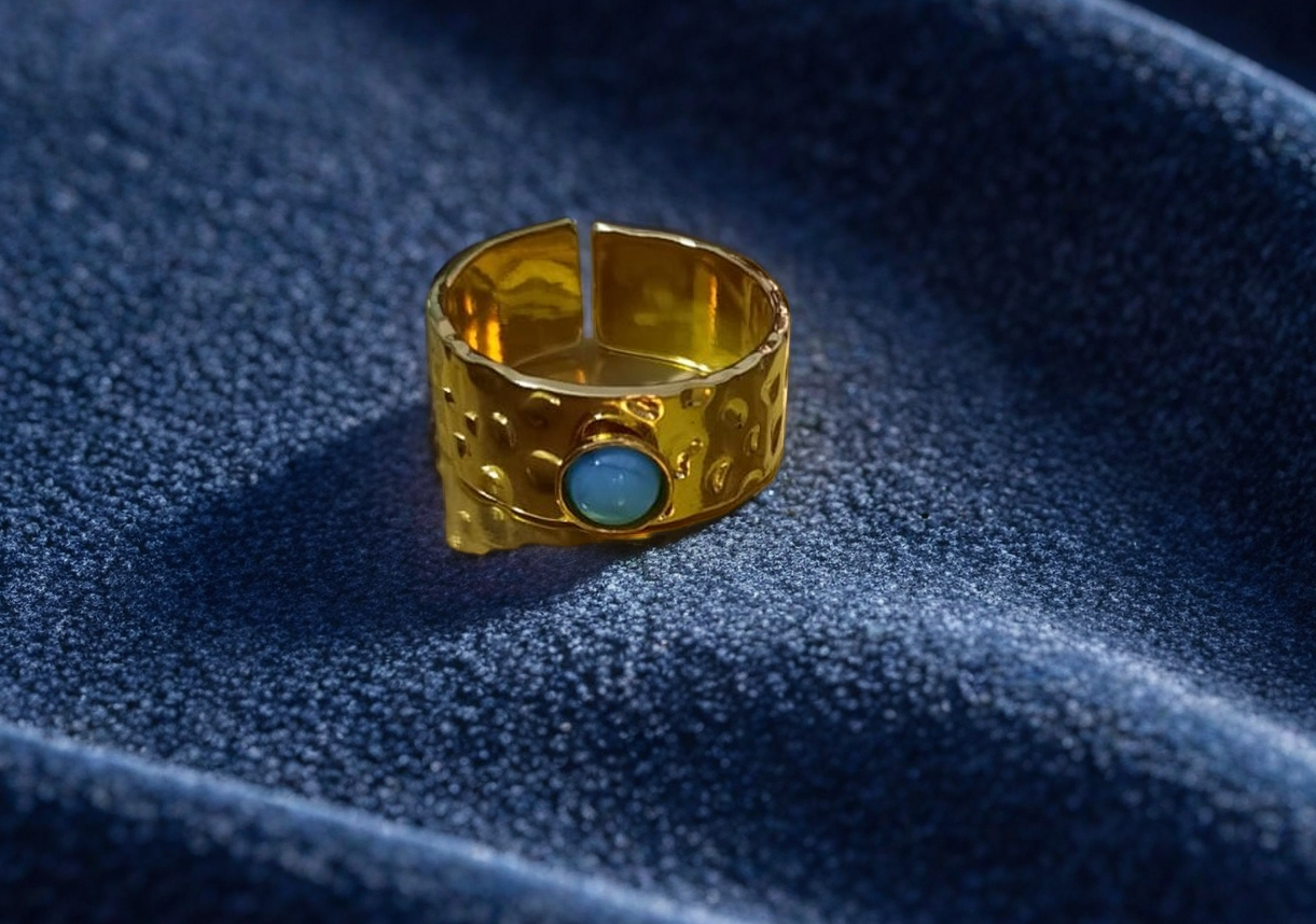 Gold Ring with Turquoise Stone RNG-33