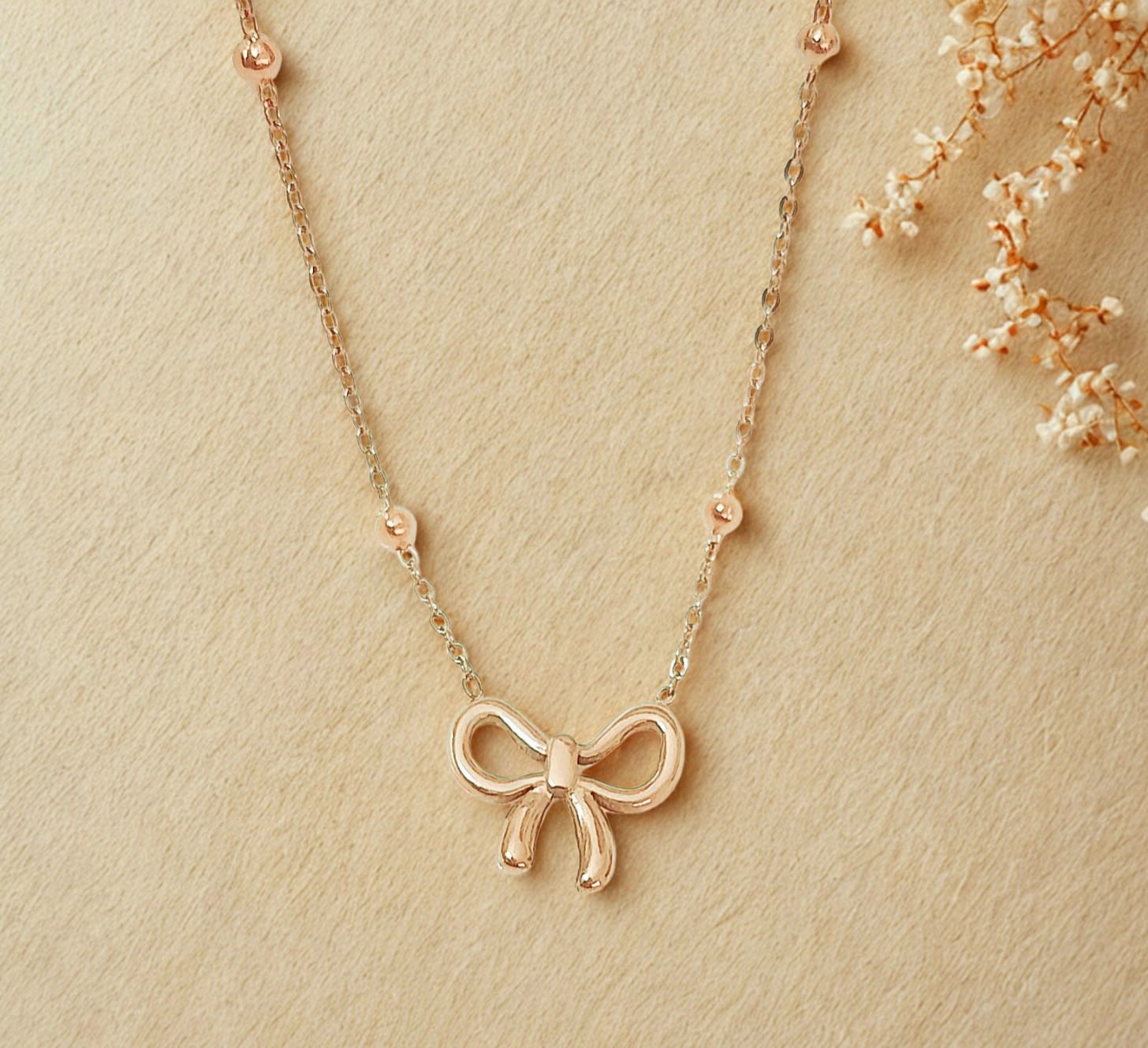 Golden Bow Pendant Necklace NL-95