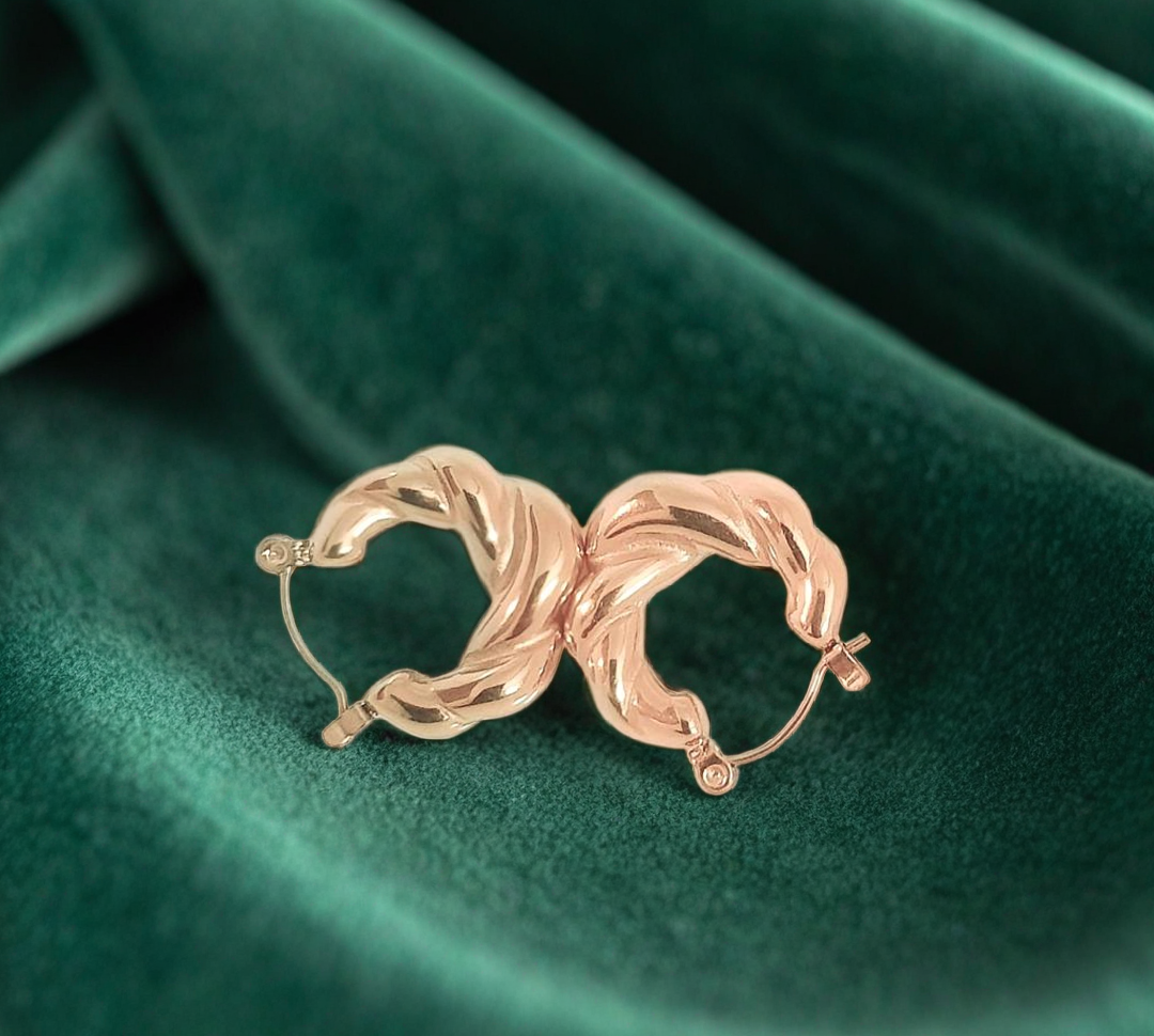 Twisted Golden Hoop Earrings ER-54