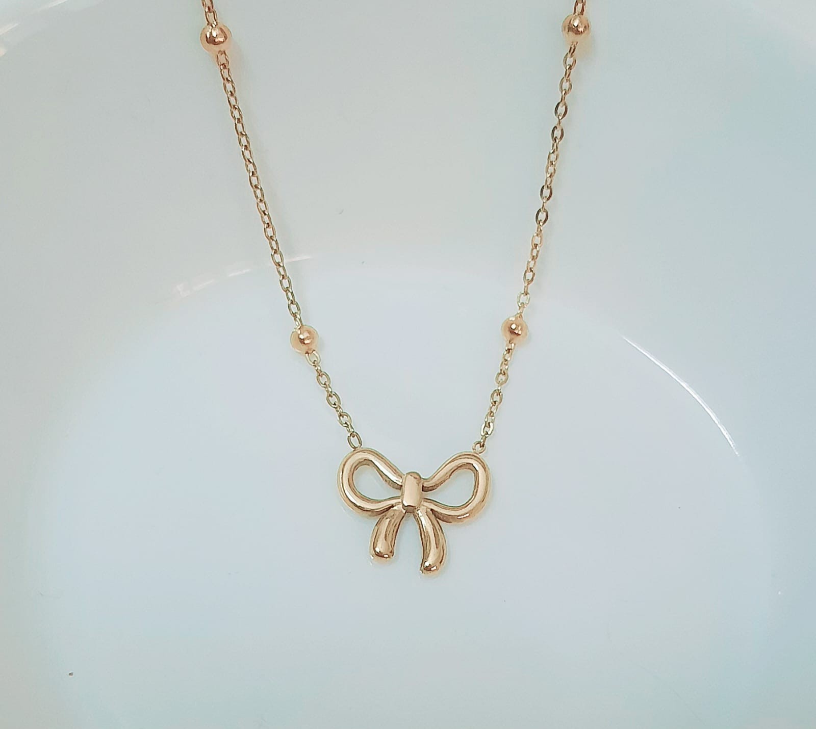 Golden Bow Pendant Necklace NL-95
