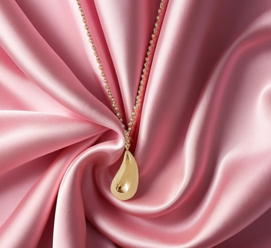 Golden Teardrop Pendant Necklace NL-91