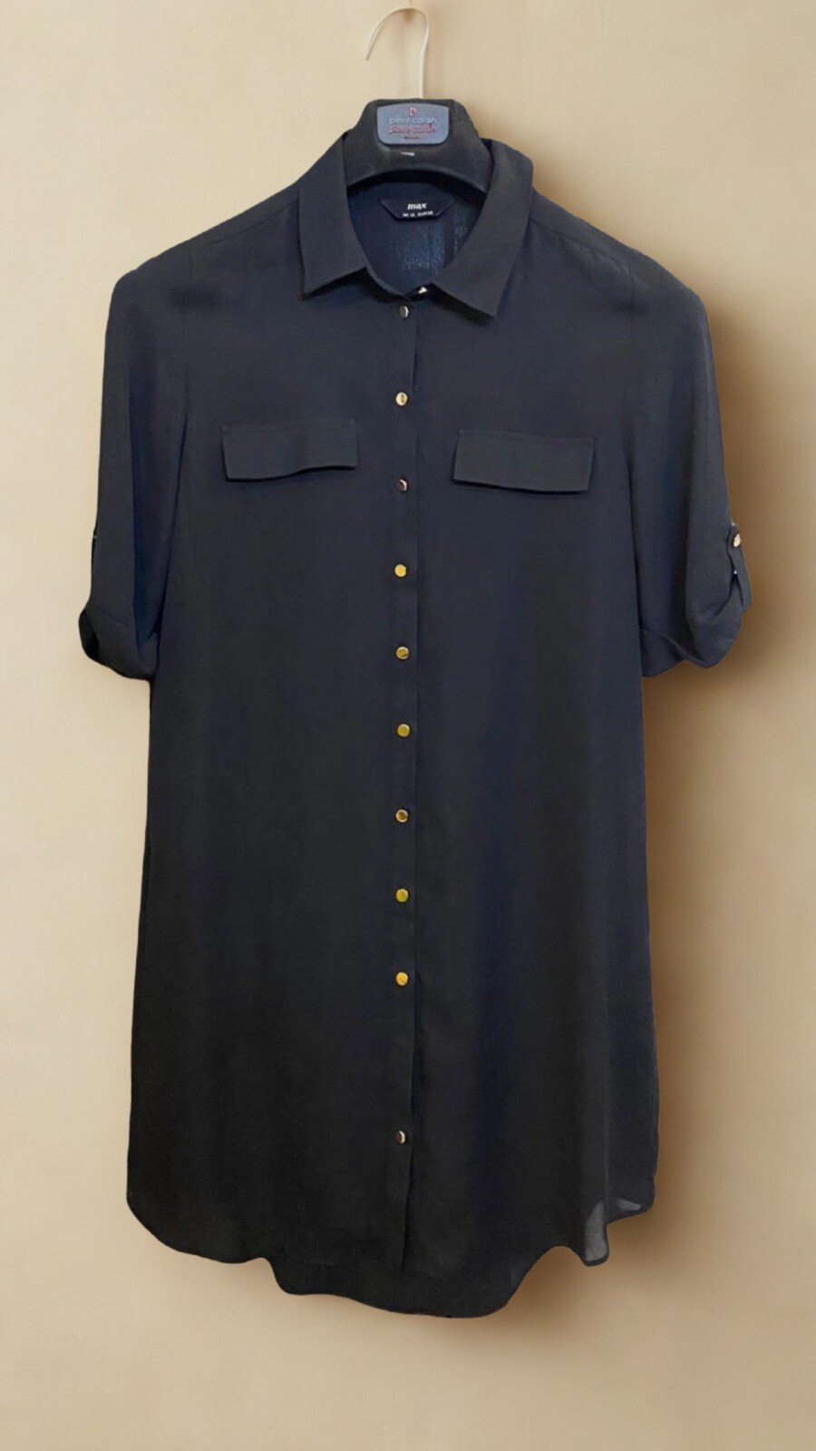 Tunic, Button-Down, BLACK WD-1