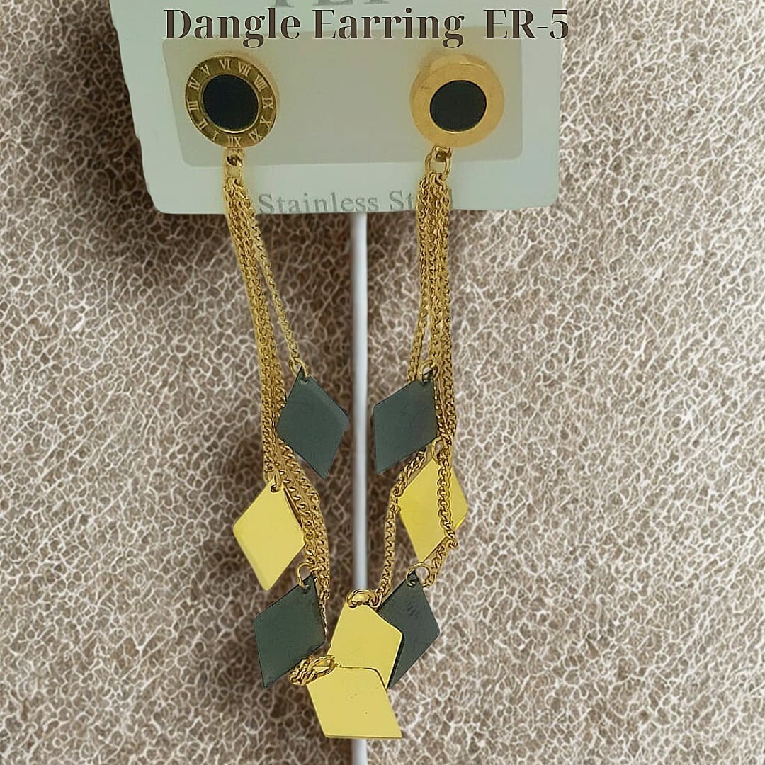 Geometric Gold and Black Dangle Earrings ER-52