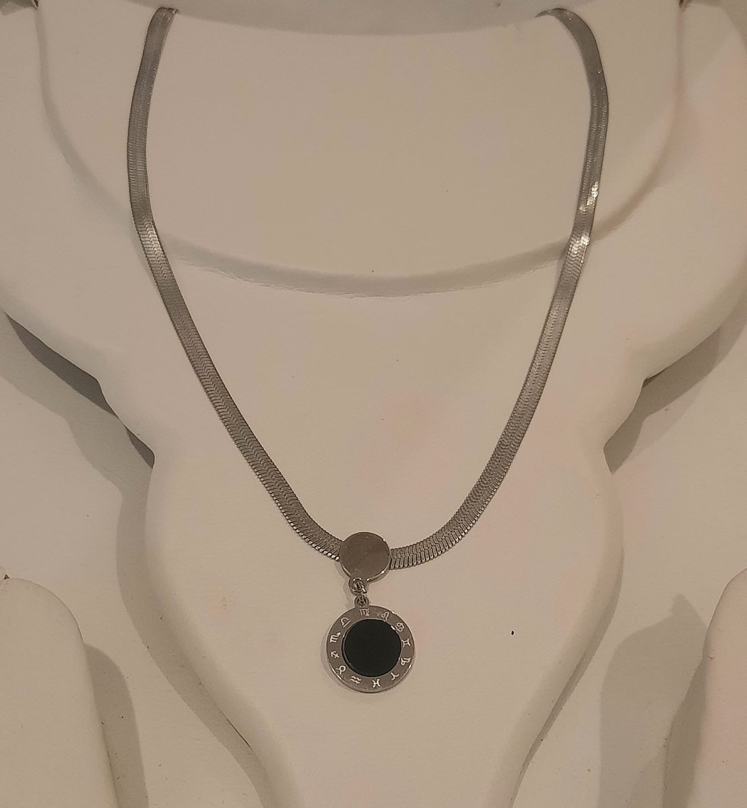 Silver Necklace with Black Pendant NL-79
