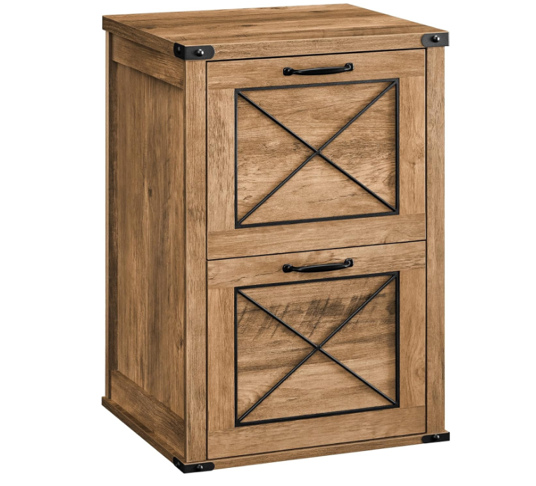 File Cabinet, Filing Cabinet with 2 File Drawers, Printer Stand, Fit A4, Letter Size, Hanging File Folders, Modern Farmhouse Style, for Home Office, Study, Rustic Walnut
