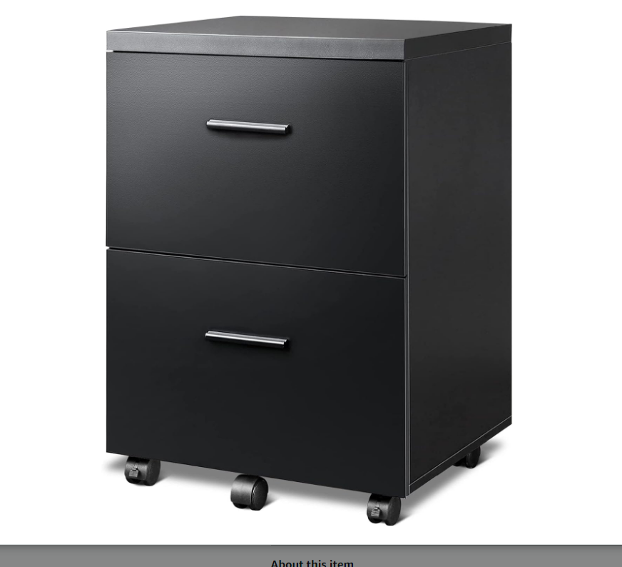 2 Drawer Wood File Cabinet, Mobile Lateral Filing Cabinet with Storage, Letter Legal Size, White