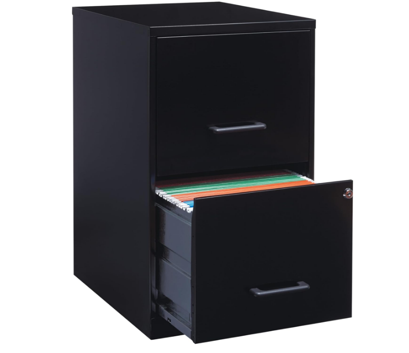 Deep 2-Drawer File Cabinet, Black