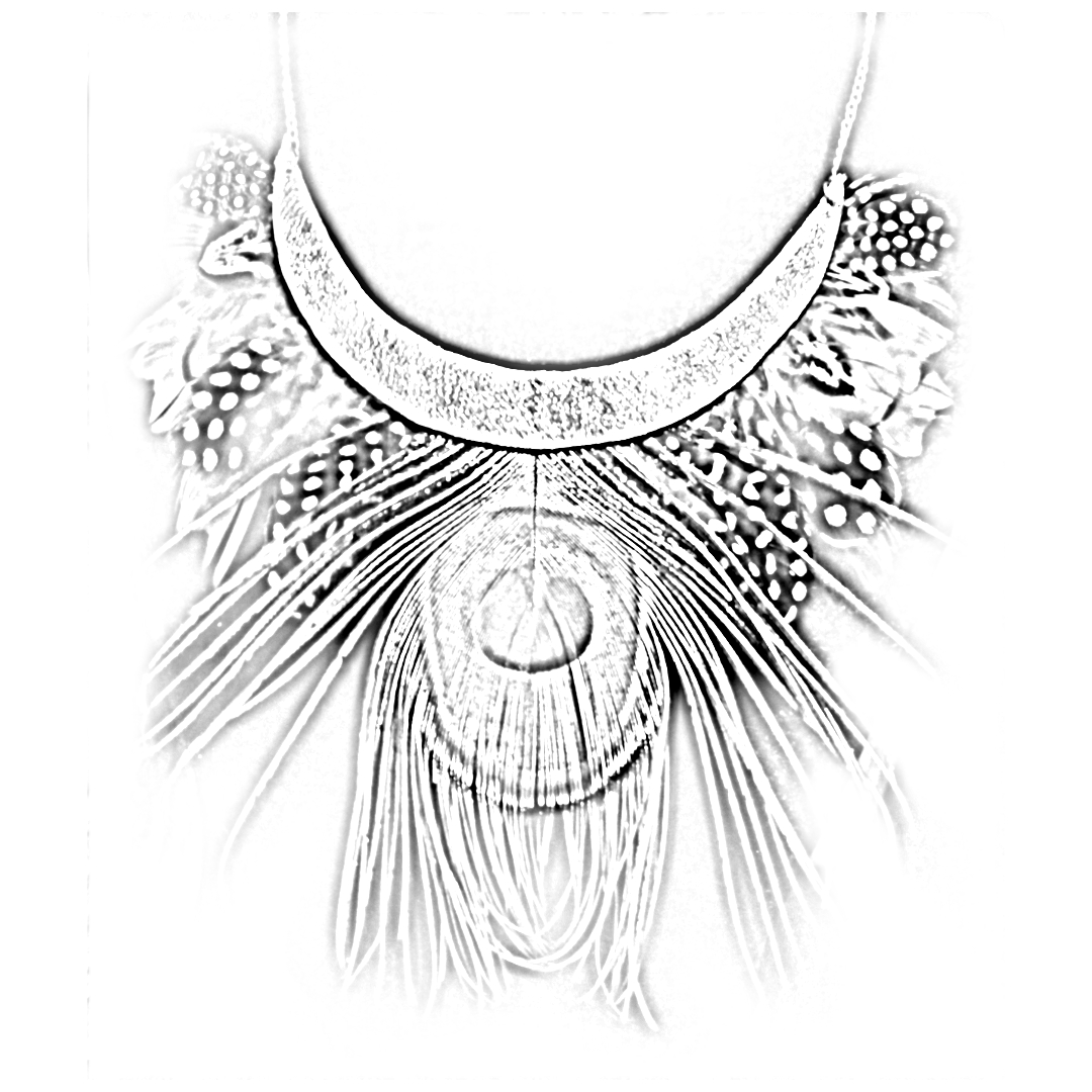 Collier en cuir et plumes